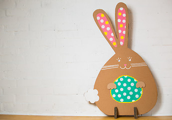Image showing Decoration for Easter. Rabbit of cardboard 