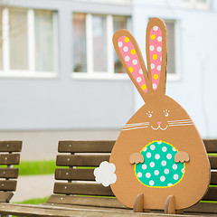 Image showing Decoration for Easter. Rabbit of cardboard 