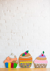 Image showing colored cakes handmade of cardboar 