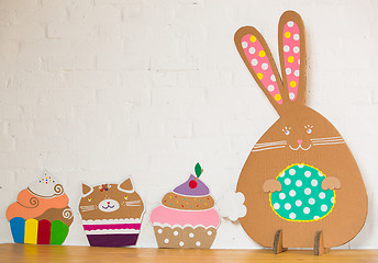 Image showing Decoration for Easter. Rabbit of cardboard 