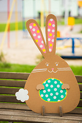 Image showing Decoration for Easter. Rabbit of cardboard 