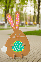 Image showing Decoration for Easter. Rabbit of cardboard 