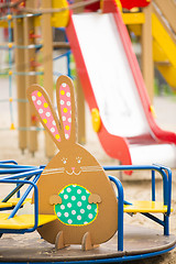 Image showing Decoration for Easter. Rabbit of cardboard 
