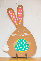 Image showing Decoration for Easter. Rabbit of cardboard 