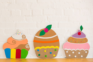 Image showing colored cakes handmade of paper 