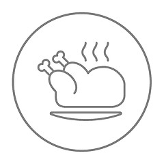 Image showing Baked whole chicken line icon.