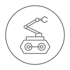 Image showing Industrial mechanical robot arm line icon.