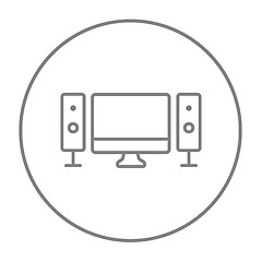 Image showing  Home cinema system line icon.