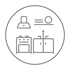 Image showing Kitchen interior line icon.