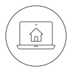 Image showing Smart house technology line icon.