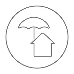 Image showing House under umbrella line icon.