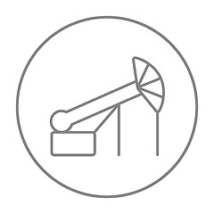 Image showing Pump jack oil crane line icon.