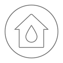 Image showing House with water drop line icon.