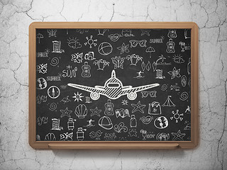 Image showing Tourism concept: Aircraft on School Board background