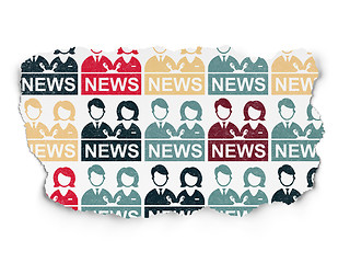 Image showing News concept: Anchorman icons on Torn Paper background