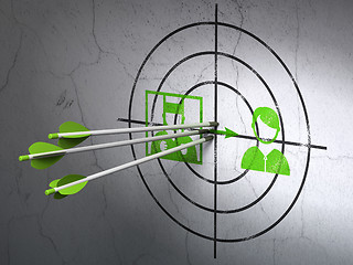 Image showing Law concept: arrows in Criminal Freed target on wall background