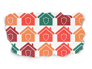 Image showing Business concept: Home icons on Torn Paper background