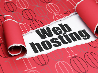 Image showing Web design concept: black text Web Hosting under the piece of  torn paper