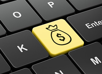 Image showing Money concept: Money Bag on computer keyboard background