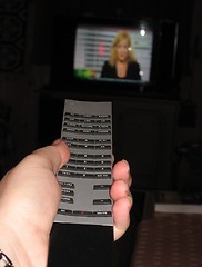 Image showing Remotecontrol with a tv in the back