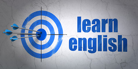 Image showing Learning concept: target and Learn English on wall background
