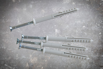 Image showing Heavy duty screws with plastic dowel, isolated