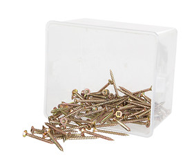 Image showing Brass cross screws in a plastic box