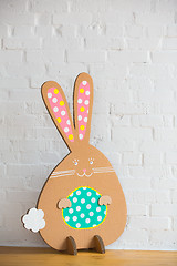 Image showing Decoration for Easter. Rabbit of cardboard 