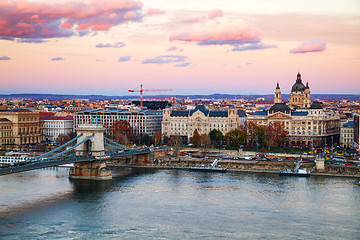 Image showing Overview of Budapest with St Stephen (St Istvan) Basilica