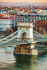 Image showing Szechenyi Chain Bridge in Budapest, Hungary