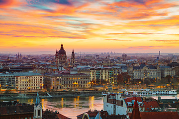 Image showing Overview of Budapest with St Stephen (St Istvan) Basilica