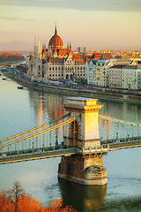 Image showing Overview of Budapest at sunrise