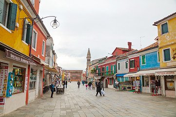 Image showing Brightly painted houses at the Burano canal