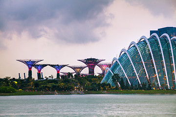 Image showing Singapore overview with Gardens by the Bay