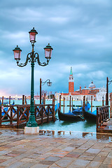 Image showing Gondolas floating in the Grand Canal