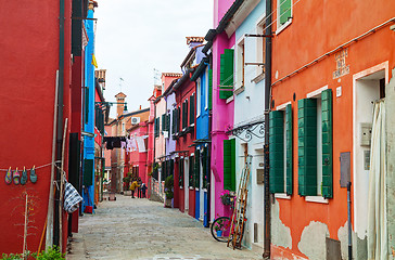 Image showing Brightly painted houses at the Burano canal