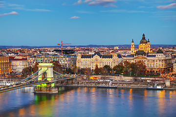 Image showing Overview of Budapest with St Stephen (St Istvan) Basilica