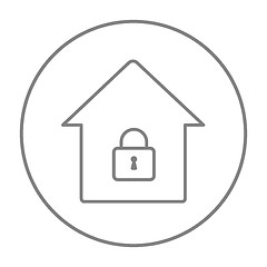 Image showing House with closed lock line icon.