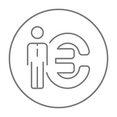 Image showing Businessman standing beside the Euro symbol line icon.