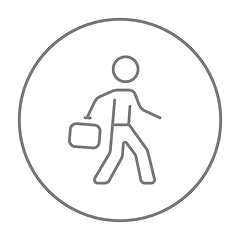 Image showing Businessman walking with briefcase line icon.