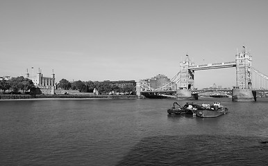 Image showing Black and white Tower Bridge in London