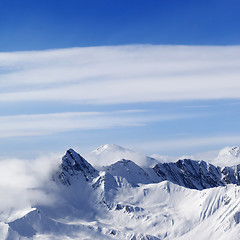 Image showing Snowy mountains in haze