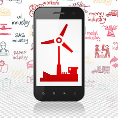 Image showing Industry concept: Smartphone with Windmill on display