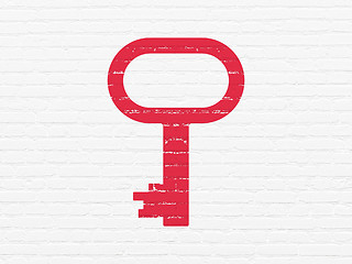 Image showing Protection concept: Key on wall background