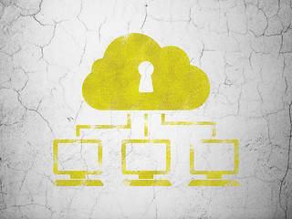Image showing Safety concept: Cloud Network on wall background