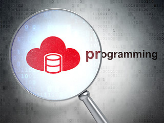 Image showing Database concept: Database With Cloud and Programming with optical glass