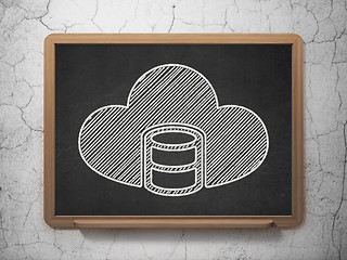 Image showing Cloud computing concept: Database With Cloud on chalkboard background