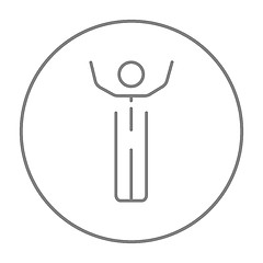Image showing Man with raised arms line icon.