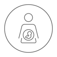 Image showing Baby fetus in mother womb line icon.