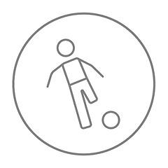 Image showing Soccer player with ball line icon.